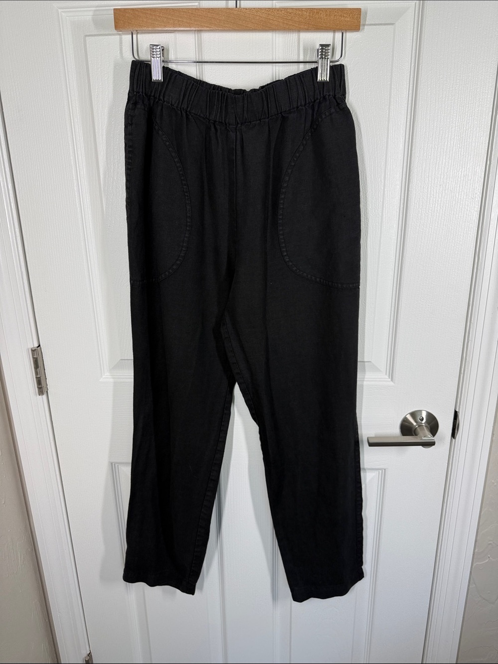 Not Perfect Linen black elastic waist pants with pockets size small